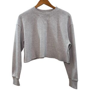 Zara Cropped Crewneck Sweatshirt Sweater White Ivory Size Large